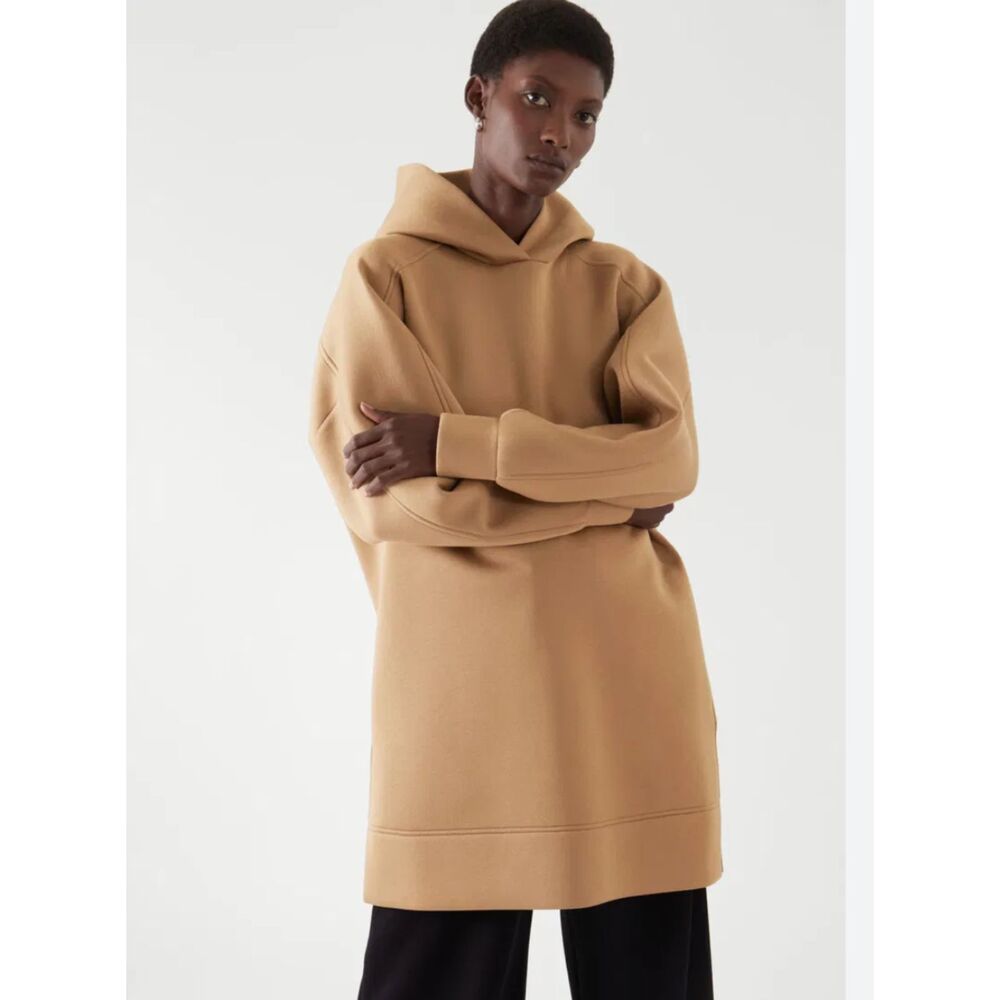 Women COS Hooded Sweatshirt Dress Oversized Fit in Camel Brown Size Medium/Large